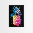 Retro Pineapple Painting Print, Framed Canvas Print, Kitchen or Dining Room Wall Art, Retro Home Decor, Pineapple Painting, Pineapple Art