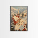 Victorian Christmas Village Art Canvas Print, Christmas Village Painting, Christmas Mantle Art, Christmas Centerpiece Wall Art
