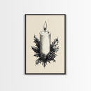 Rustic Christmas Candle Canvas Print - Framed Canvas - Minimalist Christmas Art - Boho Christmas Art - Rustic Christmas Art