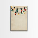 Drawing of Retro Christmas Lights Canvas Print - Framed Canvas - Minimalist Christmas Art - Boho Christmas Art - Rustic Christmas Art