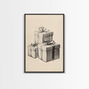 Sketch of Christmas Gifts Canvas Print - Framed Canvas - Minimalist Christmas Art - Boho Christmas Art - Rustic Christmas Art