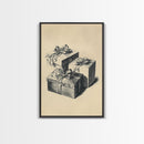 Retro Sketch of Christmas Gifts Canvas Print - Framed Canvas - Minimalist Christmas Art - Boho Christmas Art - Rustic Christmas Art