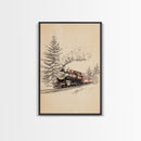 The Polar Express Train Canvas Print - Framed Canvas - Minimalist Christmas Art - Boho Christmas Art - Rustic Christmas Art