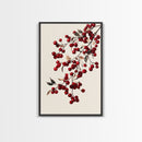 Vintage Holly Berries Canvas Print - Framed Canvas - Minimalist Christmas Art - Boho Christmas Art - Rustic Christmas Art