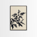 Vintage Holly Branch Canvas Print - Framed Canvas - Minimalist Christmas Art - Boho Christmas Art - Rustic Christmas Art