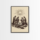 Nativity Scene Canvas Print - Framed Canvas - Minimalist Christmas Art - Boho Christmas Art - Rustic Christmas Art - Nativity Painting
