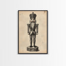 Retro Nutcracker Canvas Print - Framed Canvas - Minimalist Christmas Art - Boho Christmas Art - Rustic Christmas Art