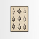 Retro Christmas Ornaments Canvas Print - Framed Canvas - Minimalist Christmas Art - Boho Christmas Art - Rustic Christmas Art