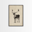 Reindeer Canvas Print - Framed Canvas - Minimalist Christmas Art - Boho Christmas Art - Rustic Christmas Art