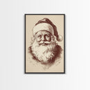 Vintage Santa Painting Canvas Print - Framed Canvas - Minimalist Christmas Art - Boho Christmas Art - Rustic Christmas Art