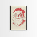Reto Santa Portrait Canvas Print - Framed Canvas - Minimalist Christmas Art - Boho Christmas Art - Rustic Christmas Art - Santa Painting