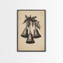 Christmas Bells Canvas Print - Framed Canvas - Minimalist Christmas Art - Boho Christmas Art - Rustic Christmas Art
