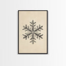 Drawing of a Snowflake Canvas Print - Framed Canvas - Minimalist Christmas Art - Boho Christmas Art - Rustic Christmas Art