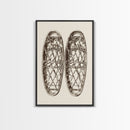 Vintage Snow Shoes Canvas Print - Framed Canvas - Minimalist Christmas Art - Boho Christmas Art - Rustic Christmas Art