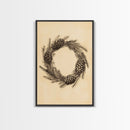 Christmas Wreath Canvas Print - Framed Canvas - Minimalist Christmas Art - Boho Christmas Art - Rustic Christmas Art