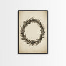 Vintage Wreath Canvas Print - Framed Canvas - Minimalist Christmas Art - Boho Christmas Art - Rustic Christmas Art