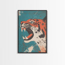 Tiger Roar Wabi Sabi Canvas Print, Wood Framed Wall Art, Japanese Style Art, Japanese Inspired Home Decor, Tiger Painting