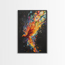 Rainbow Phoenix In Flames, Retribution, Framed Canvas Print, The Phoenix, Framed Wall Art, Original Painting Phoenix