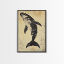 Large Minimalist Whale Wall Art Canvas Print, Animal Acrylic Style painting Framed Modern Wall Art FOr Living Room, Bedroom Decor