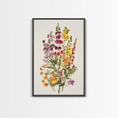 Retro Still Life Of Wild Flowers, Framed Canvas Print, Windflower Painting, Floral Print, Botanical Wall Art, Garden Decor, Wabi Sabi Wall Art