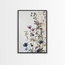 Retro Floral Decor Framed Canvas Print Modern Farmhouse Minimalist Wildflowers Painting Botanical Wall Art