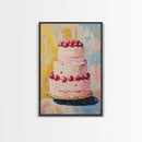 Large Original Birthday Cake Oil Painting Canvas Print, Abstract Wedding Cake, Wedding Decoration, Dessert Art, Kitchen Decor, Kitchen Art