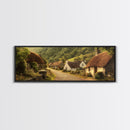 Cute Irish Village Framed Canvas Print, Ireland Painting Print, Ireland Wall Art, Irish Home Decor, Irish Painting, Panoramic Print