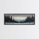 Bleak Winter Landscape Painting Print, Wood Framed Wall Art, Landscape Painting Original, Panoramic Wall Art, Horizontal Large Art