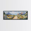 Panoramic Painting Print of Nantucket, Framed Canvas, Nautical Wall Art, Seascape landscape painting, Horizontal Nantucket Wall Art