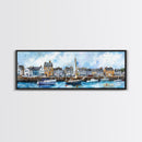 Nantucket Massachusetts Wall Art Framed Canvas Print, Nantucket Painting, Nantucket Nautical Decor, Nautical Landscape Painting
