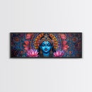 Krishna Painting Print, Ready To Hang Canvas Wall Art, Radha Krishna Art, Panoramic Art, Extra Wide Horizontal Art, Hinduism Wall Art