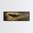 Panoramic Exra Wide Horizontal Whale Painting Print, Canvas Art, Nautical Home Decor, Wabi Sabi Whale Art, Whale Decor