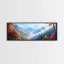 River Forest Landscape Wall Art on Canvas, Panoramic Smoky Mountains Canvas Wall Art, Framed or Unframed, Ready To Ship Horizontal Art