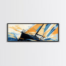Pop Art Sailboat Painting Print - Vibrant Colorful Seascape Art - Nautical Landscape - Panoramic Ultra Wide Wall Art - Sail Boat Art