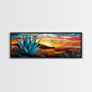 Mexicano Art - Blue Agave At Sunset - Framed Canvas Print - Agave Painting - Blue Agave - Chicano Wall Art - Mexican Art Agave Art