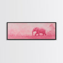 Preppy Pink Elephant Framed Canvas Print Ready To Hang Panoramic Wall Art Girl's Dorm Room Wall Art Ready To Hang