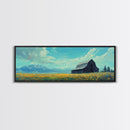 Old Barn In The Spring, Framed Canvas Print, Rustic Farmhouse Decor, Modern Farmhouse, Barn in Field of Wild Flowers, Farm House Art