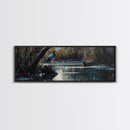 Blue Heron Wall Art, Framed Canvas Print, Nautical Home Decor, Blue Heron Painting, Panoramic Horizontal Wall Art