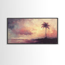 The Beach and the Palm Tree Framed Canvas Print, Nautical Home Decor, Nautical Nursery Art, Moody Beach Painting, Seascape painting