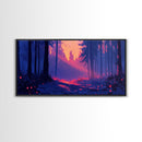 Retro Landscape Painting Wall Art Framed Canvas Print, Landscape Watercolor Art, Living Room Art, Above Sofa Wall Art, Bedroom Decor