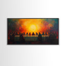 Scenic Depiction Of The Last Supper Framed Canvas Print - Jesus Art, Bible Wall Art, Christian Faith Home Decor, Last Supper Oil Painting