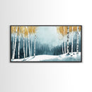 Birch Tree Forest in Winter Framed Canvas Print Ready To Hang Wall Decor, Winter Art, Winter Decor, Birch Painting, Aspen Trees Forest Art