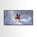 The Winter Cowboy Framed Canvas Print - Cowboy Rides His Horse Through The Snow - Cabin Decor - Outdoorsman Gift Idea - Cowboy Gift
