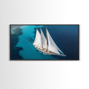 Nautical Decor Framed Canvas Print, Sailboat Painting Print, Sailboat Wall Art, Sailing Gift, Beautiful Sailboat Decor, Nautical Art