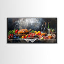 A Christmas Feast Canvas Print, Kitchen Wall Art, Thanksgiving Decor, Thanksgiving Turkey Painting, Food Painting, Diving Room Art