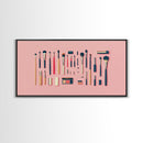 Makeup Brushes Framed Canvas Print - Makeup Wall Art - Preppy Dorm Room Decor
