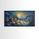 Christmas Nativity Oil Painting Print, Christmas Wall Art, Framed Christmas Canvas Art, Christmas Home Decor, Seasonal Wall Art