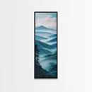 Smoky Mountain View Framed Canvas Print Serene Nature Landscape Art, Southwest Wall Art, Blue and Green Wall Art, Bedroom Art, Above Couch Decor