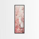 White Cat and Butterfly Canvas Print Light Pink Wall Art Cherry Blossom Painting Whimsical Art Bedroom Decor Gift Idea