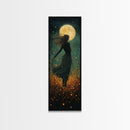 Moonlight goddess painting mystical framed canvas print, ethereal night scene, boho wall art, spiritual bedroom decor, wildflower moon art
